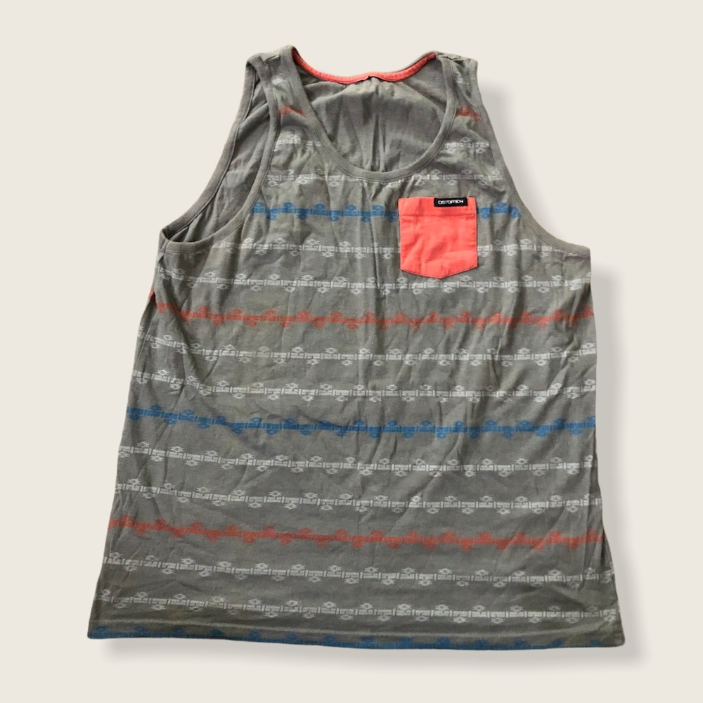 Distortion Aztec stripped pocket tank top